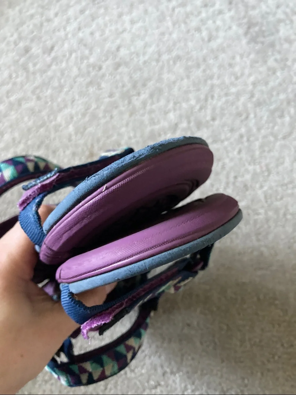 Teva purple and blue triangle knit sandals, Youth 5 (37)